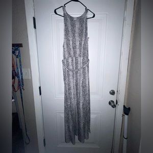 Snake print white and black long halter maxi
